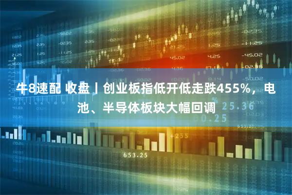 牛8速配 收盘丨创业板指低开低走跌455%，电池、半导体板块大幅回调